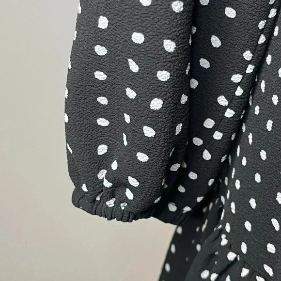 Tahari Long Balloon Sleeve Ruffled Hem Polkadot Pattern Babydoll Dress - Picture 5 of 11